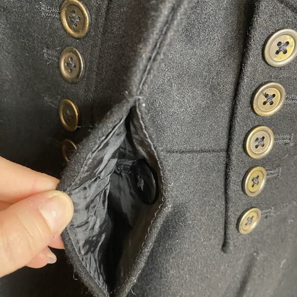 Betsey Johnson Black Coat Corset Style Peplum Wool Blend Peacoat Size 10 - Picture 5 of 7